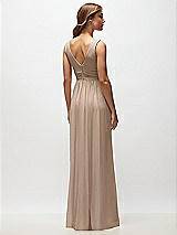 Rear View Thumbnail - Topaz Sleeveless Draped Chiffon Maxi Dress with Front Slit