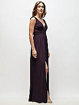 Side View Thumbnail - Aubergine Sleeveless Draped Chiffon Maxi Dress with Front Slit