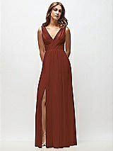 Front View Thumbnail - Auburn Moon Sleeveless Draped Chiffon Maxi Dress with Front Slit