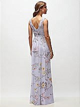 Rear View Thumbnail - Butterfly Botanica Silver Dove Sleeveless Draped Chiffon Maxi Dress with Front Slit