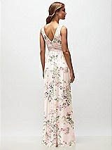 Rear View Thumbnail - Blush Garden Sleeveless Draped Chiffon Maxi Dress with Front Slit