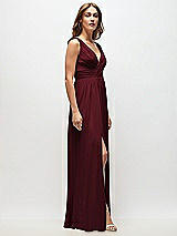 Side View Thumbnail - Cabernet Sleeveless Draped Chiffon Maxi Dress with Front Slit