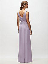 Rear View Thumbnail - Lilac Haze Sleeveless Draped Chiffon Maxi Dress with Front Slit