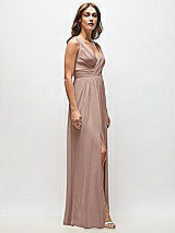 Side View Thumbnail - Neu Nude Sleeveless Draped Chiffon Maxi Dress with Front Slit