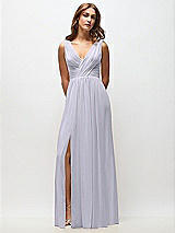 Front View Thumbnail - Silver Dove Sleeveless Draped Chiffon Maxi Dress with Front Slit