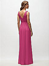 Rear View Thumbnail - Tea Rose Sleeveless Draped Chiffon Maxi Dress with Front Slit