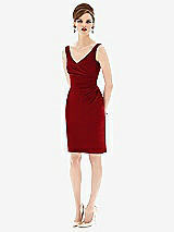 Alt View 1 Thumbnail - Garnet Cocktail V-Neck Fitted Sleeveless Dress