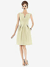Front View Thumbnail - Butter Yellow Alfred Sung Bridesmaid Dress D654