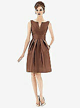Front View Thumbnail - Cognac Alfred Sung Bridesmaid Dress D654
