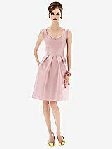 Front View Thumbnail - Ballet Pink Cocktail Sleeveless Satin Twill Dress