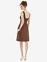 Rear View Thumbnail - Cognac Cocktail Sleeveless Satin Twill Dress