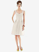 Front View Thumbnail - Ivory Cocktail Sleeveless Satin Twill Dress