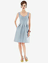 Front View Thumbnail - Mist Cocktail Sleeveless Satin Twill Dress