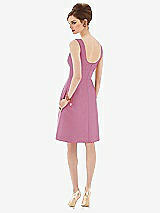 Rear View Thumbnail - Powder Pink Cocktail Sleeveless Satin Twill Dress