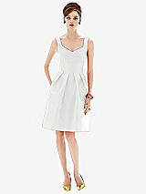 Front View Thumbnail - White Cocktail Sleeveless Satin Twill Dress