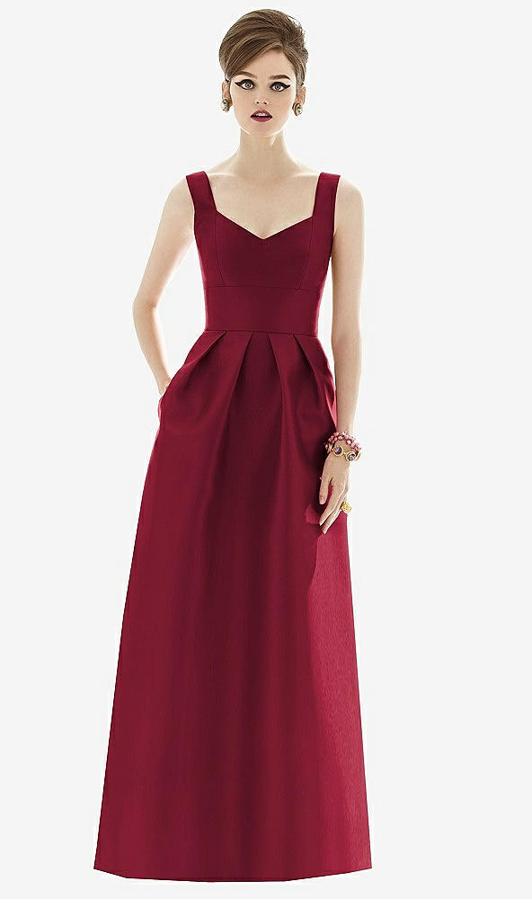 Front View - Burgundy Alfred Sung Bridesmaid Dress D659