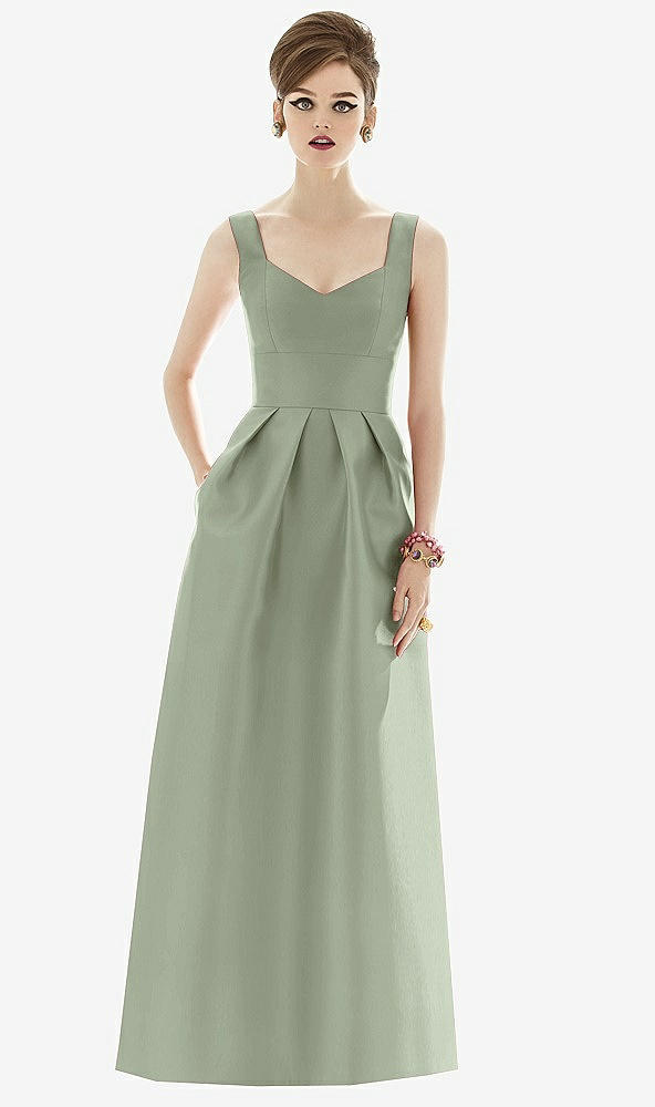 Front View - Sage Alfred Sung Bridesmaid Dress D659