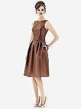 Front View Thumbnail - Cognac Alfred Sung Open Back Cocktail Dress D660