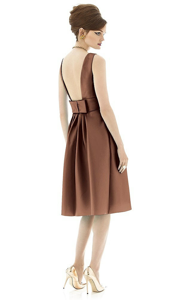 Back View - Cognac Alfred Sung Open Back Cocktail Dress D660