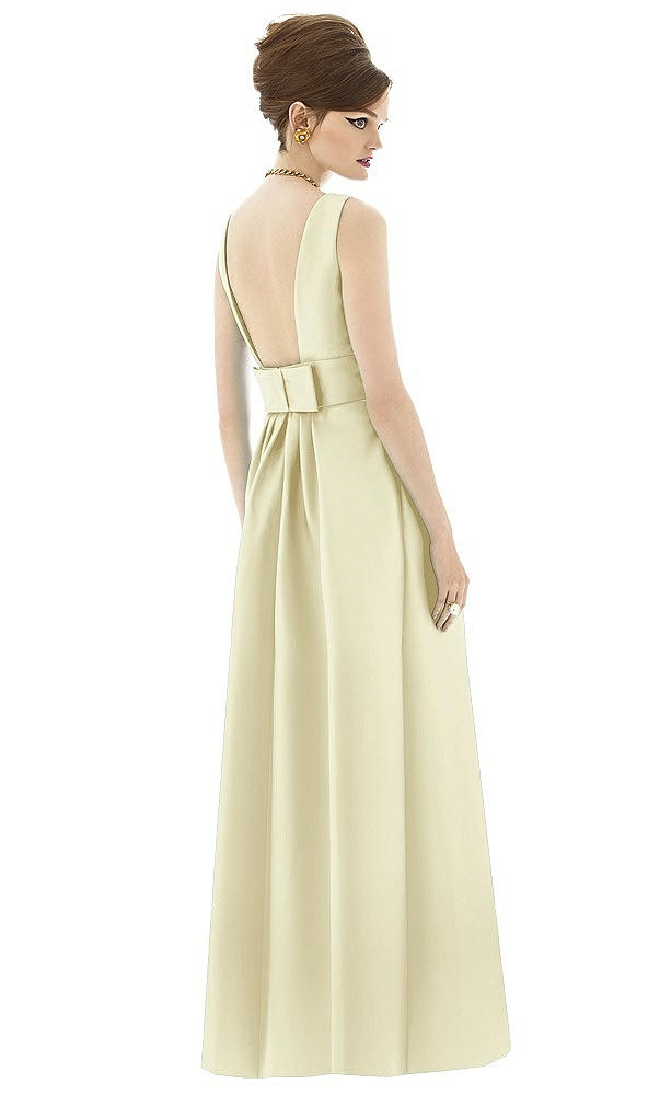 Back View - Butter Yellow Alfred Sung Open Back Satin Twill Gown D661