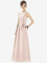 Front View Thumbnail - Blush Alfred Sung Open Back Satin Twill Gown D661