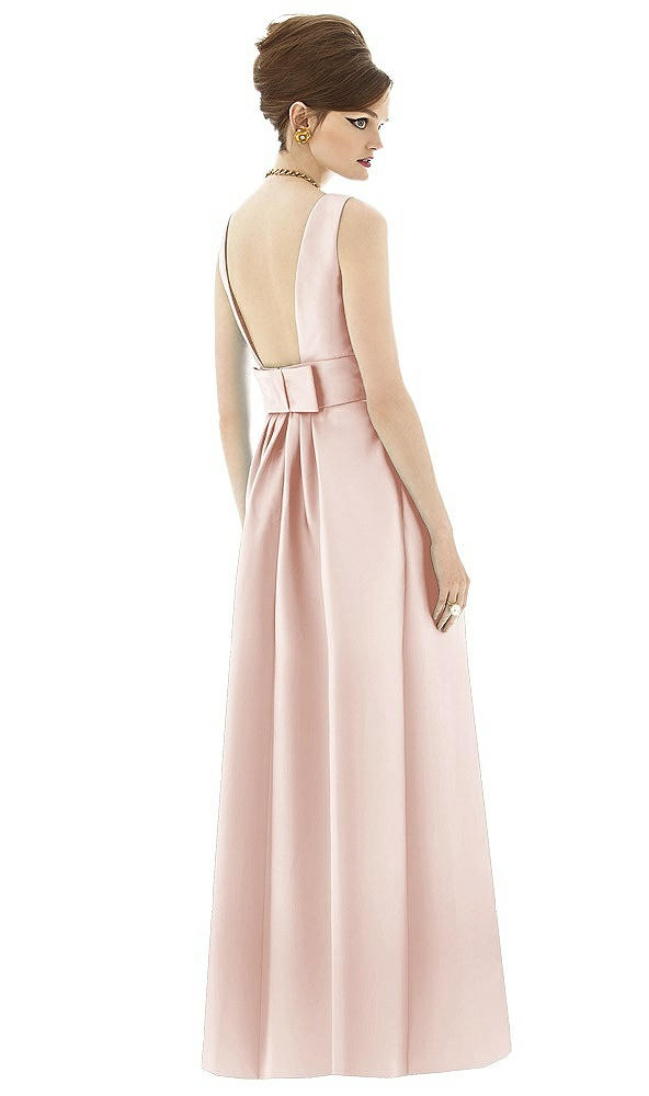 Back View - Blush Alfred Sung Open Back Satin Twill Gown D661