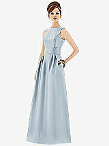 Front View Thumbnail - Mist Alfred Sung Open Back Satin Twill Gown D661