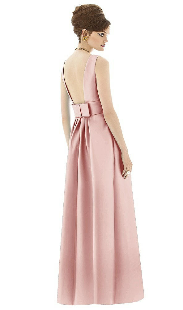 Back View - Rose Alfred Sung Open Back Satin Twill Gown D661