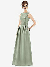 Front View Thumbnail - Sage Alfred Sung Open Back Satin Twill Gown D661