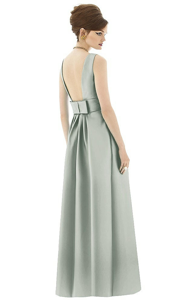 Back View - Willow Green Alfred Sung Open Back Satin Twill Gown D661