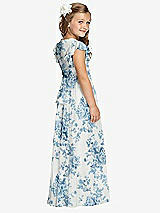 Rear View Thumbnail - Cottage Rose Dusk Blue Flower Girl Dress FL4038