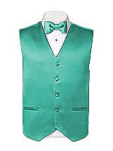 Rear View Thumbnail - Pantone Turquoise Matte Satin Tuxedo Vests by After Six