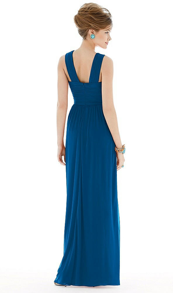 Back View - Cerulean Maxi Chiffon Sleeveless Halter Dress