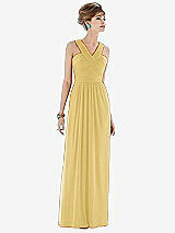 Front View Thumbnail - Maize Maxi Chiffon Sleeveless Halter Dress