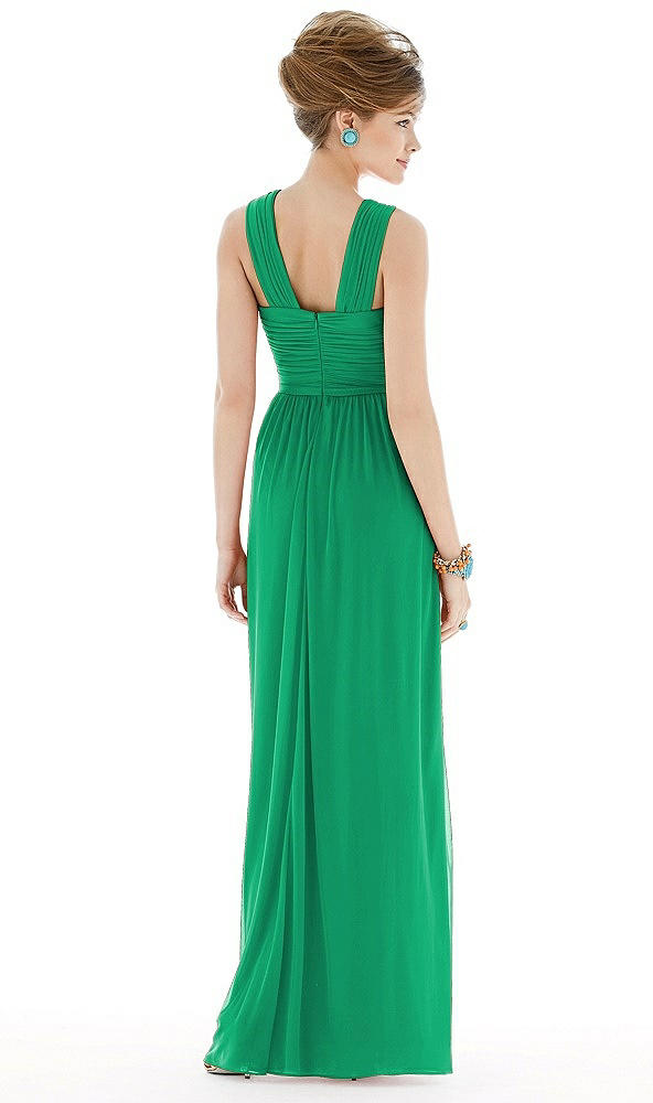 Back View - Pantone Emerald Maxi Chiffon Sleeveless Halter Dress
