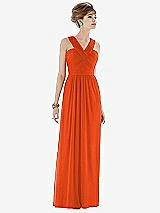 Front View Thumbnail - Tangerine Tango Maxi Chiffon Sleeveless Halter Dress