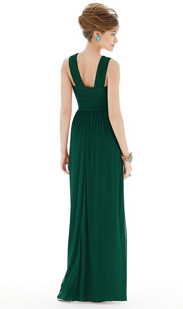 Back View - Hunter Green Maxi Chiffon Sleeveless Halter Dress