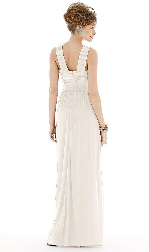 Back View - Ivory Maxi Chiffon Sleeveless Halter Dress