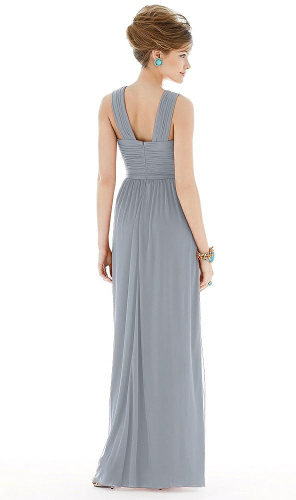 Back View - Platinum Maxi Chiffon Sleeveless Halter Dress