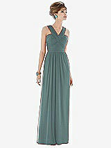 Front View Thumbnail - Smoke Blue Maxi Chiffon Sleeveless Halter Dress