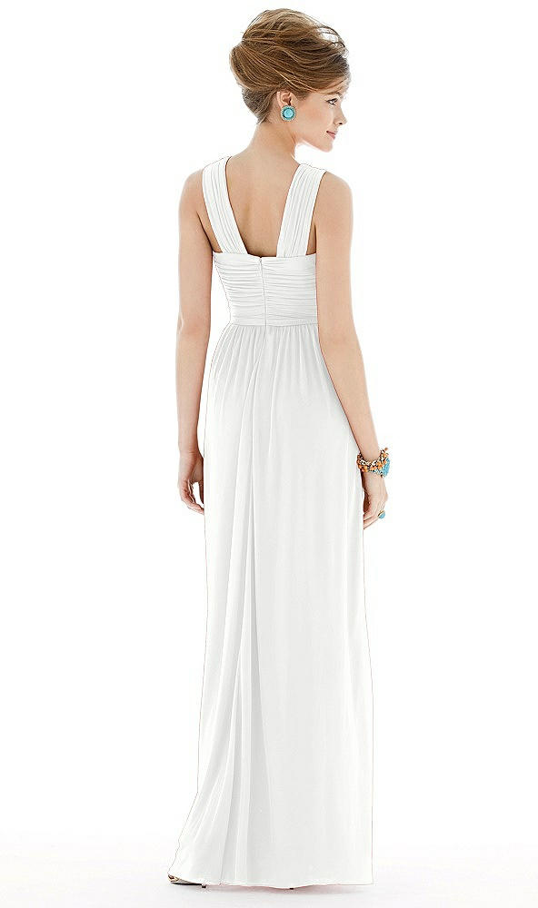 Back View - White Maxi Chiffon Sleeveless Halter Dress