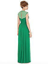 Rear View Thumbnail - Pantone Emerald Chiffon Knit Cap Sleeve VNeck Maxi Dress