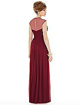 Rear View Thumbnail - Burgundy Chiffon Knit Cap Sleeve VNeck Maxi Dress