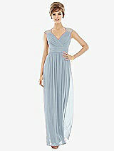Front View Thumbnail - Mist Chiffon Knit Cap Sleeve VNeck Maxi Dress