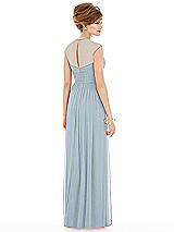 Rear View Thumbnail - Mist Chiffon Knit Cap Sleeve VNeck Maxi Dress