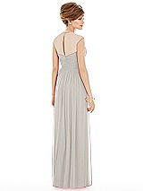 Rear View Thumbnail - Oyster Chiffon Knit Cap Sleeve VNeck Maxi Dress