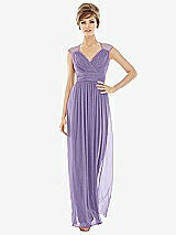 Front View Thumbnail - Passion Chiffon Knit Cap Sleeve VNeck Maxi Dress