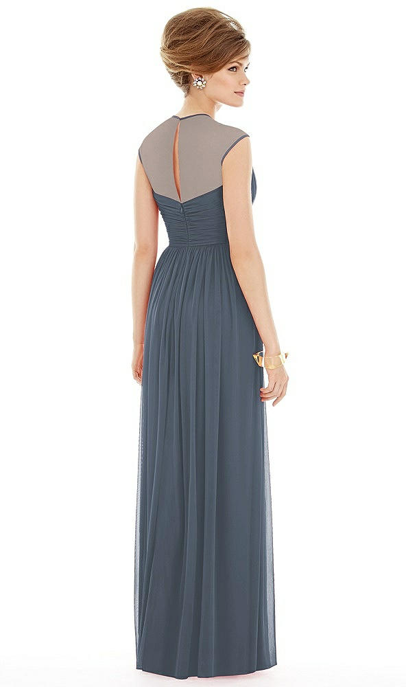Back View - Silverstone Chiffon Knit Cap Sleeve VNeck Maxi Dress
