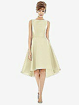 Alt View 1 Thumbnail - Butter Yellow Bateau Neck Satin High Low Cocktail Dress