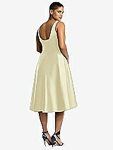 Rear View Thumbnail - Butter Yellow Bateau Neck Satin High Low Cocktail Dress